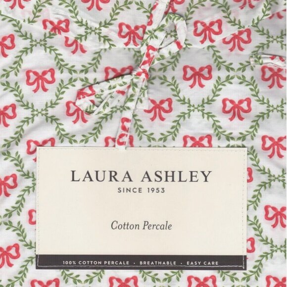 Laura Ashley Christmas BOWS & TRELLIS Cotton Sheet Set - TWIN Size Set - Picture 1 of 3